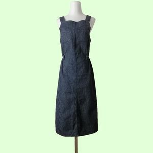 🧢 vintage blue striped suspender denim skirt